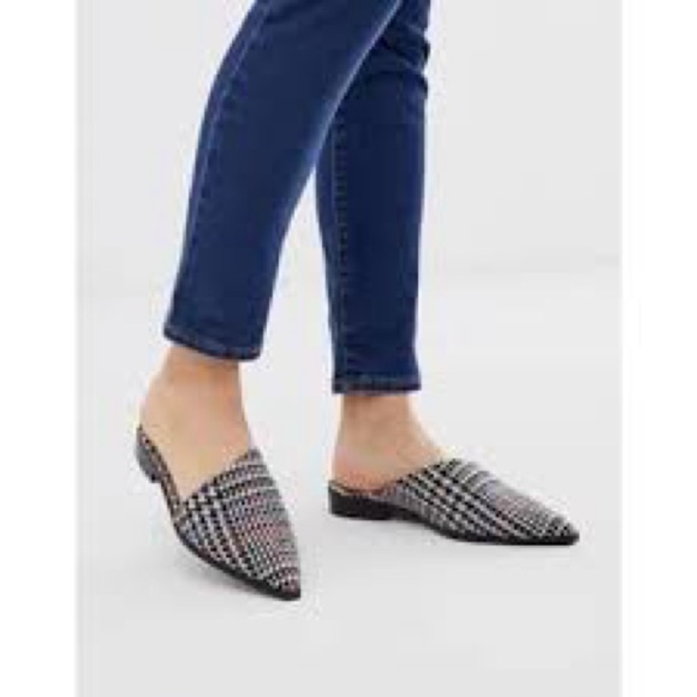 ASOS‎ plaid pointed toe mules size 6
